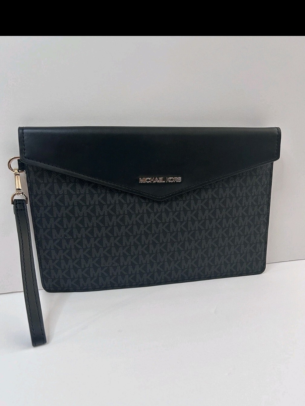 Michael Kors Black Monogram Wristlet Clutch